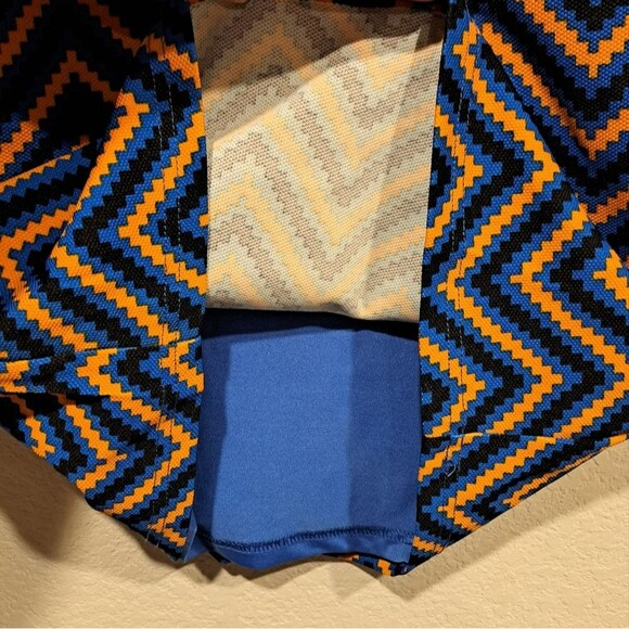 Young Threads Zig Zag Bodycon 3/4 Sleeve Dress Blue Orange Darts Women's size L - Picture 4 of 10